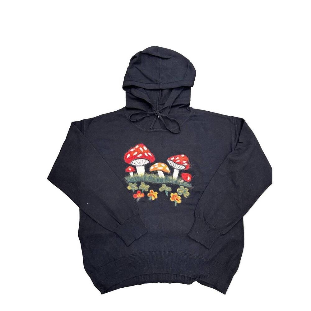 NEW SACCHARINE men's mushroom sweater in black